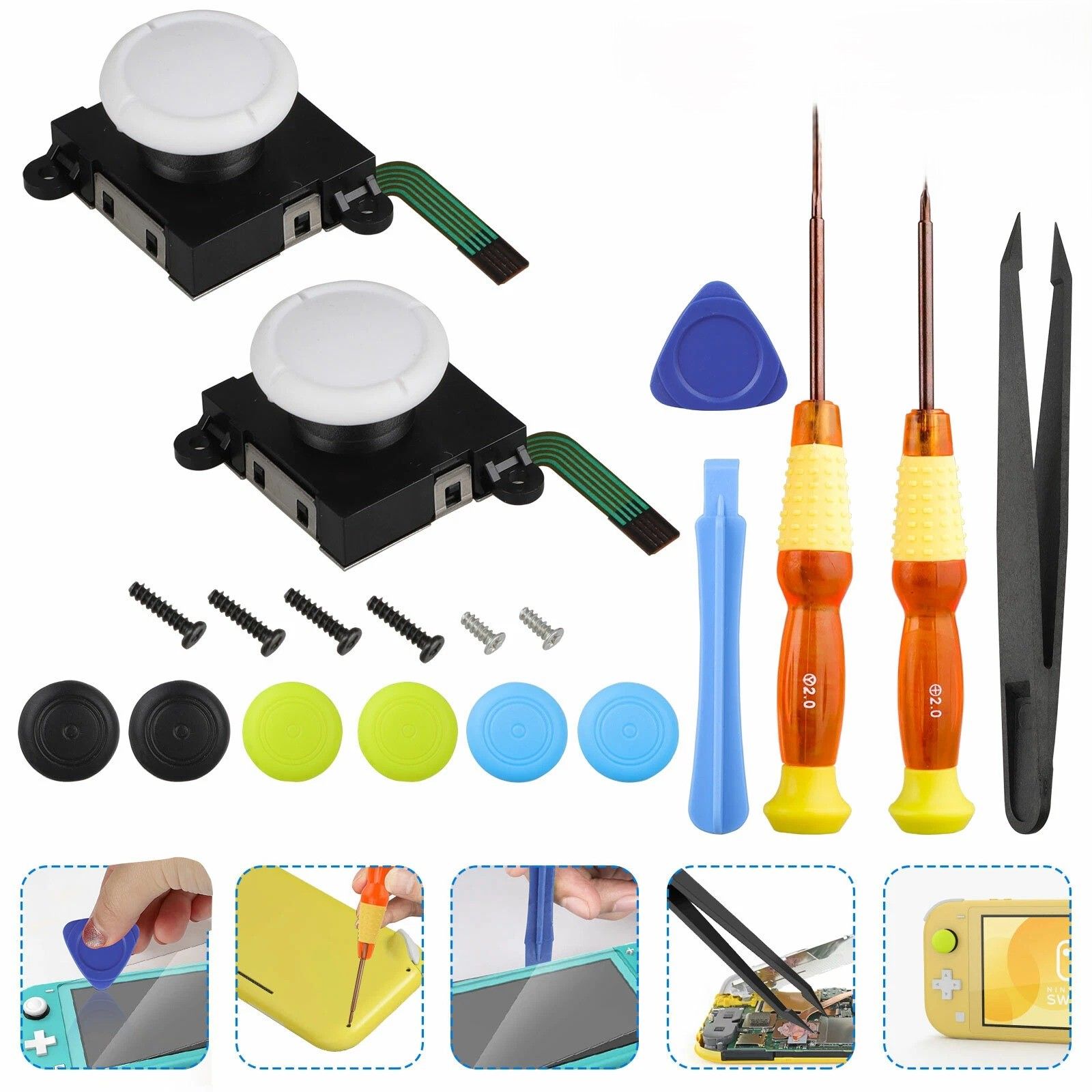 Switch Lite Joystick Replacement Repair Tool Kit Set Complete Analog Joystick Fix for Controllers
