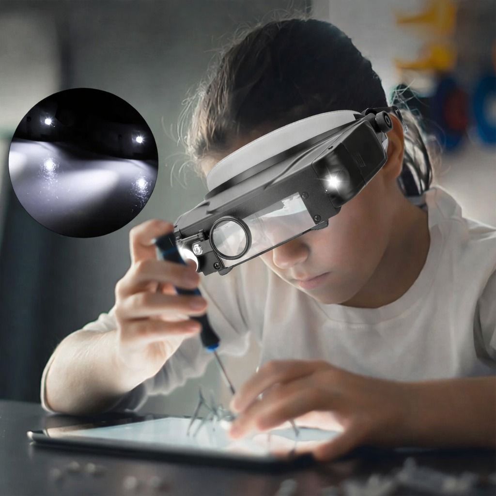 Jewelers Head Magnifier with LED Lights Adjustable Magnification for Close Work