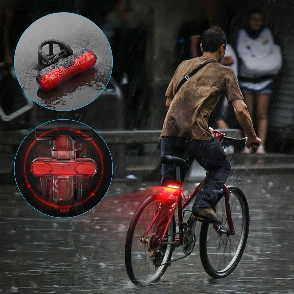USB Rechargeable LED Bike Tail Light Bicycle Safety Warning Rear Lamp