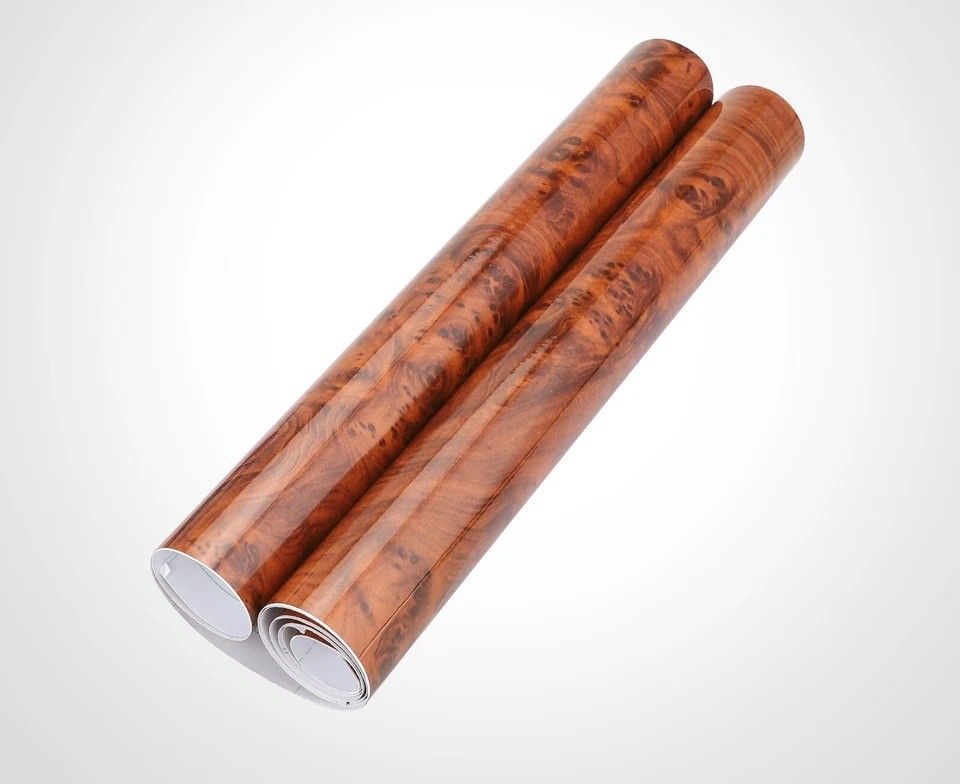 Wood Grain Vinyl Wrap Sticker Car Interior Glossy Film Decal, DIY Dashboard & Console Decoration