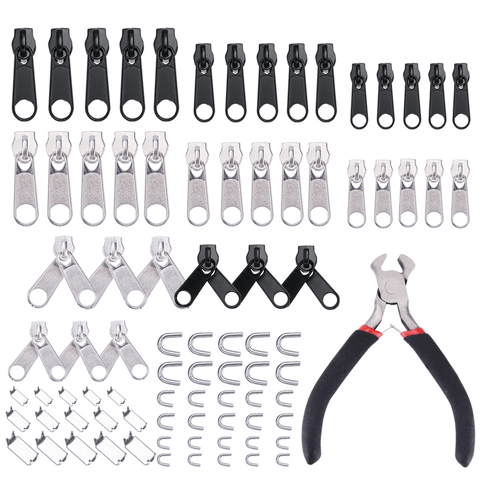 Zipper Repair Kit for Jackets, Bags, Luggage & More DIY Slider Replacement & Rescue Tool Kit