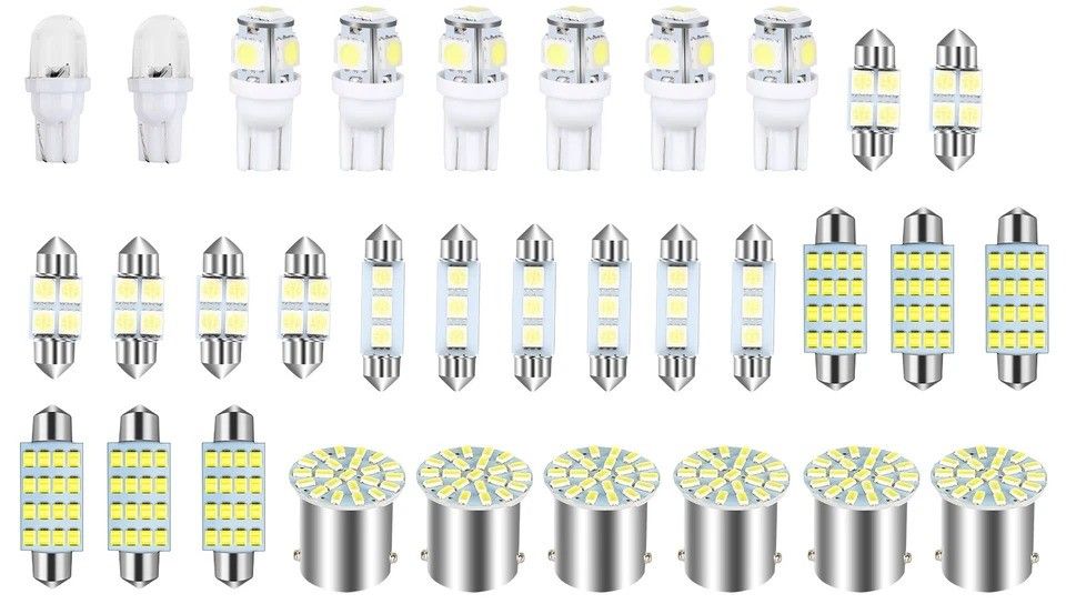 Car Interior LED Lights Combo Kit Dome, Map, License Plate & Trunk Bulbs