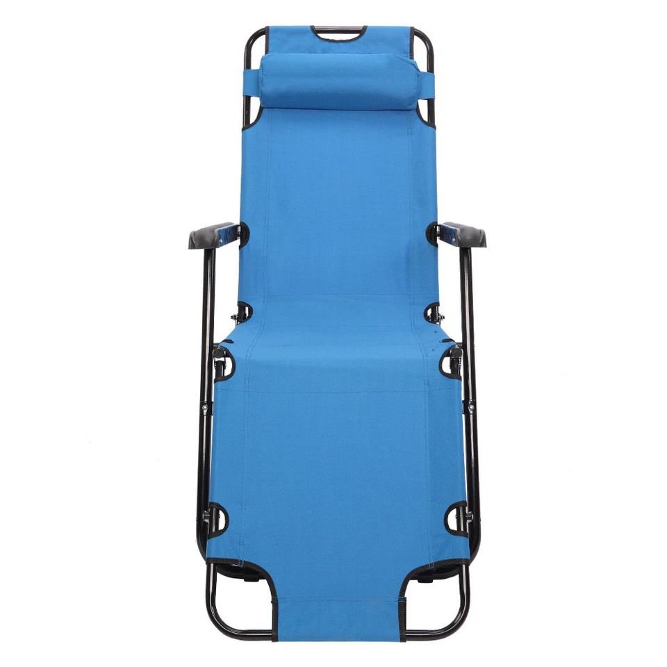 Folding Chaise Lounge Chair for Patio, Garden, Pool & Beach Portable Recliner in Blue