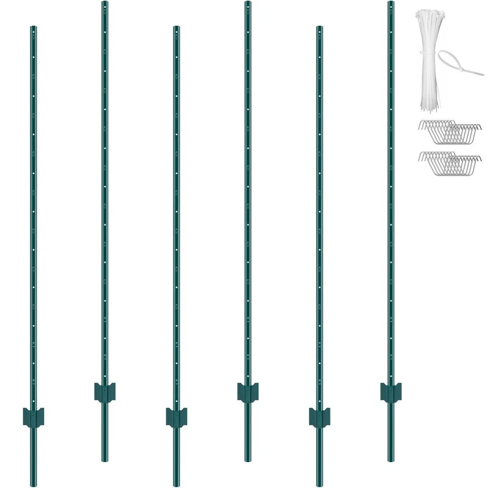 Heavy Duty Green Metal T-Post Fence Posts