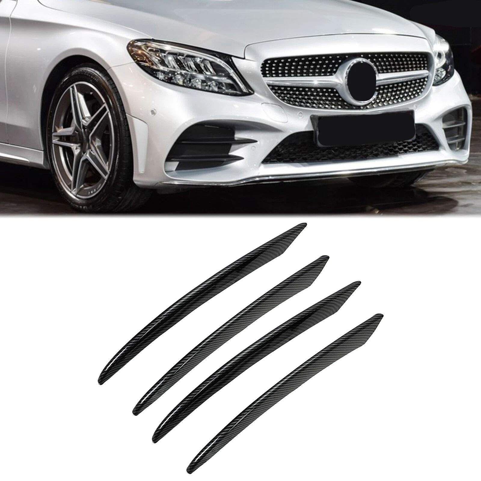 Front Air Vent Cover Trim for Mercedes-Benz C-Class Carbon Fiber Style