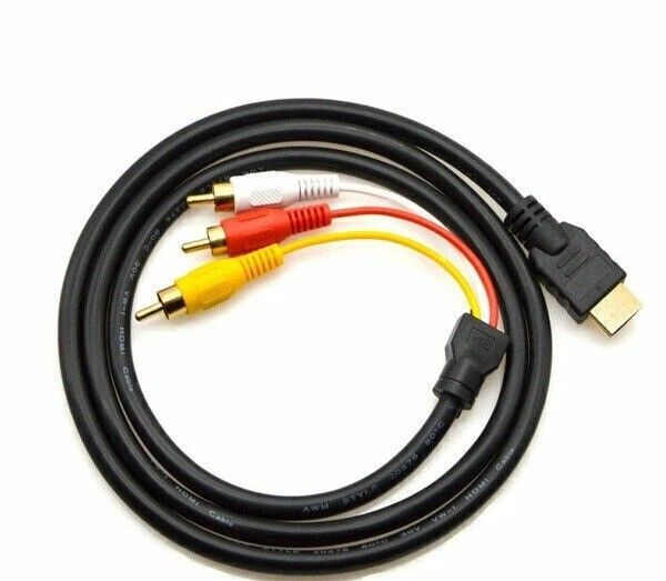 HDMI to RCA Audio Video Converter Adapter Cable Premium Quality for TV & Media Devices
