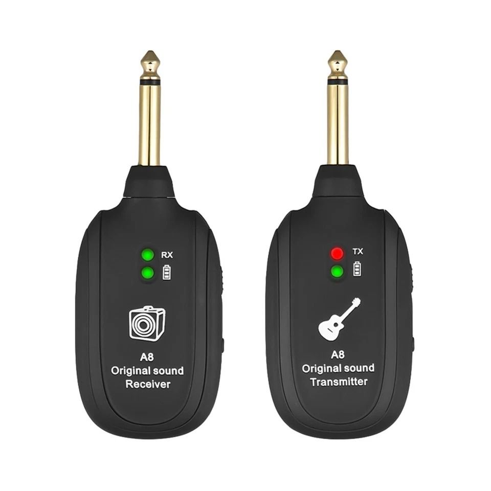 UHF Wireless Guitar System Rechargeable Transmitter Receiver for Electric Guitar and Bass
