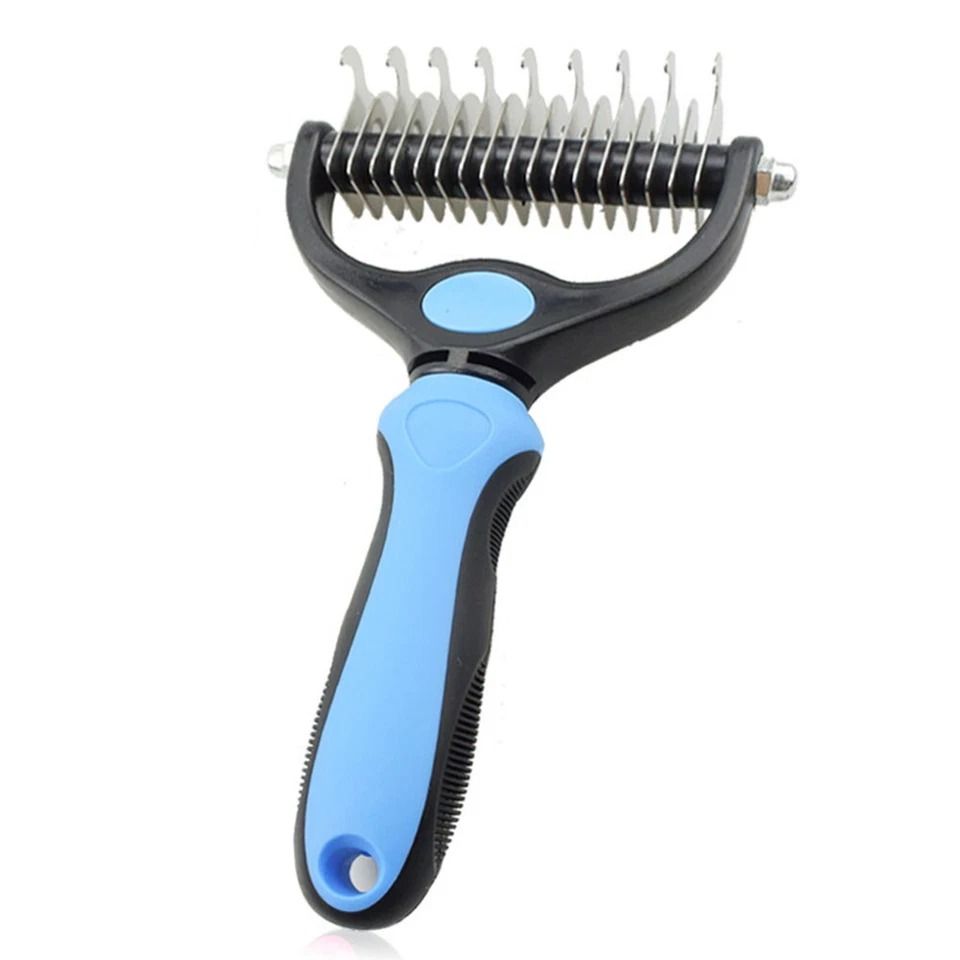 Double-Sided Dog Brush for Shedding and Dematting Undercoat Rake for Dogs and Cats