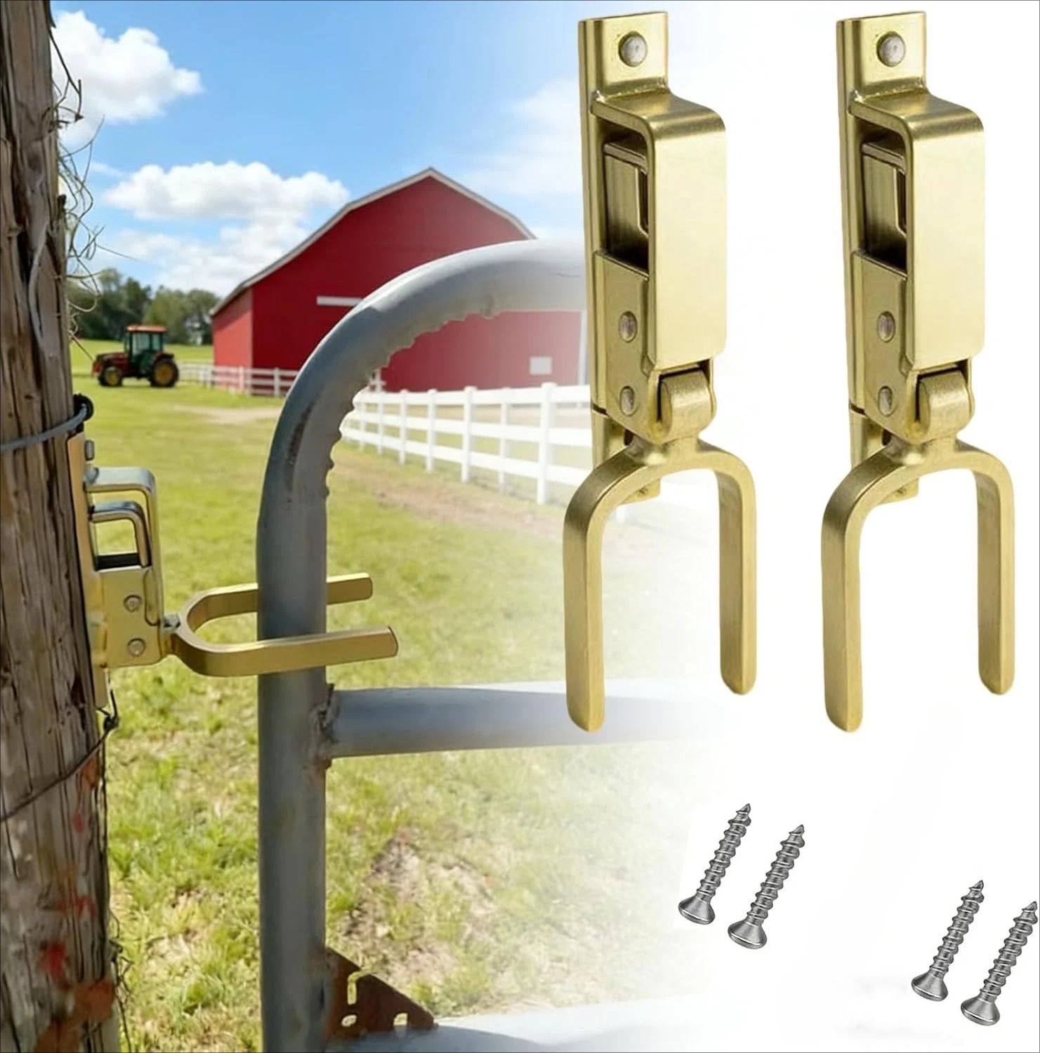 Heavy Duty Gate Latch Set for Farm Ranch & Backyard Gates