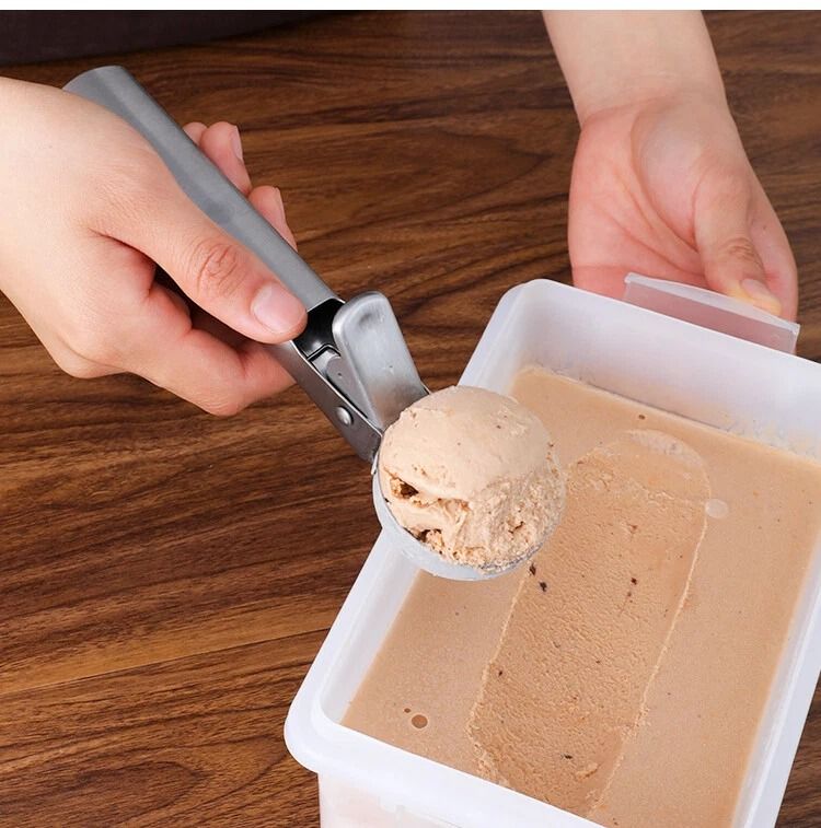 Stainless Steel Ice Cream Scoop with Trigger Release for Cookies, Melon and Frozen Desserts