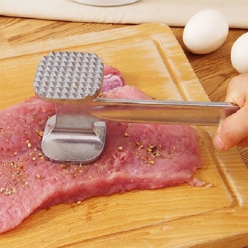 Double Sided Meat Tenderizer Aluminum Steak Mallet for Beef, Chicken & Pork