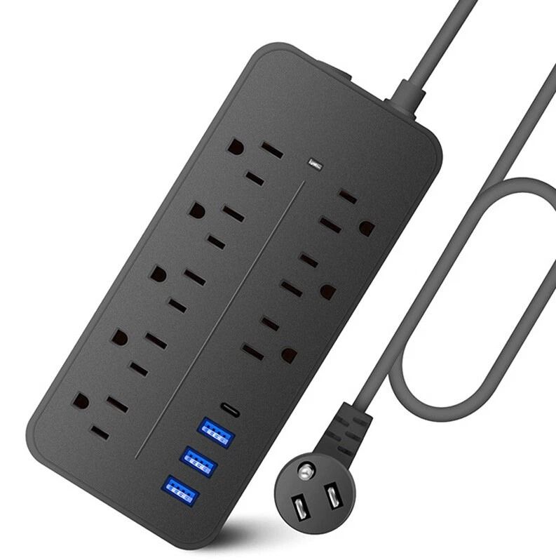 Outlet USB Surge Protector Wall Mount Power Strip with USB C Port