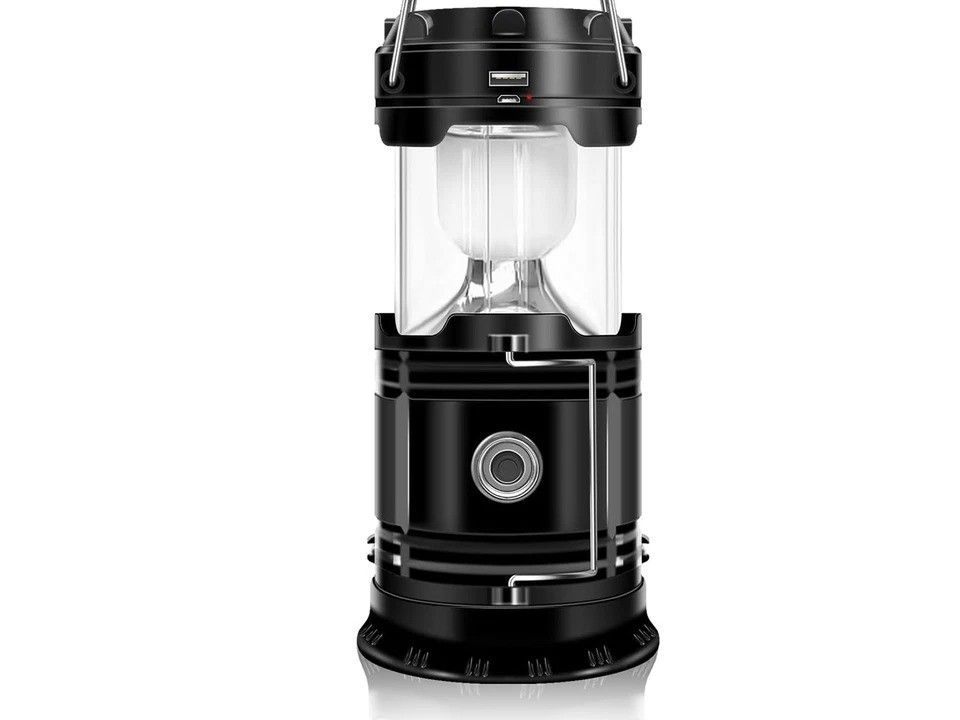 Solar Rechargeable LED Camping Lantern Flashlight with USB Power Bank
