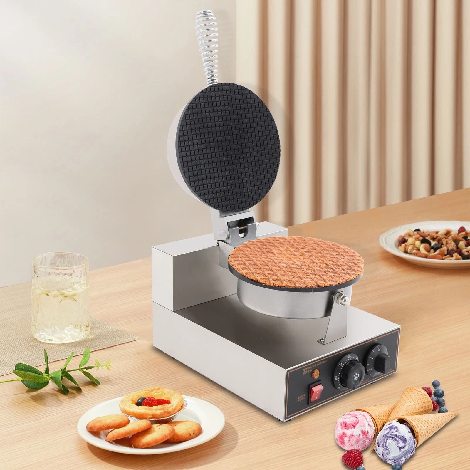 Commercial Waffle Cone Maker Stainless Steel Ice Cream Cone Machine