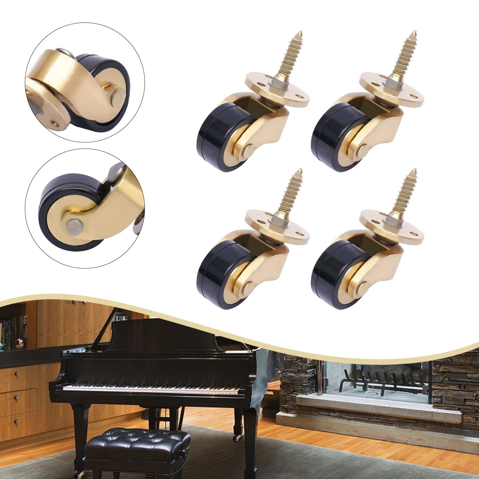 Premium Universal Brass Furniture Caster Wheels Set Swivel Replacement Caster Set for Chairs