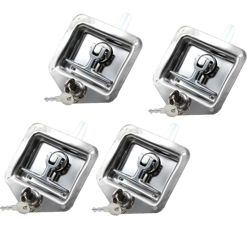 Premium Stainless Steel T Handle Tool Box Latch & Trailer Door Lock Set