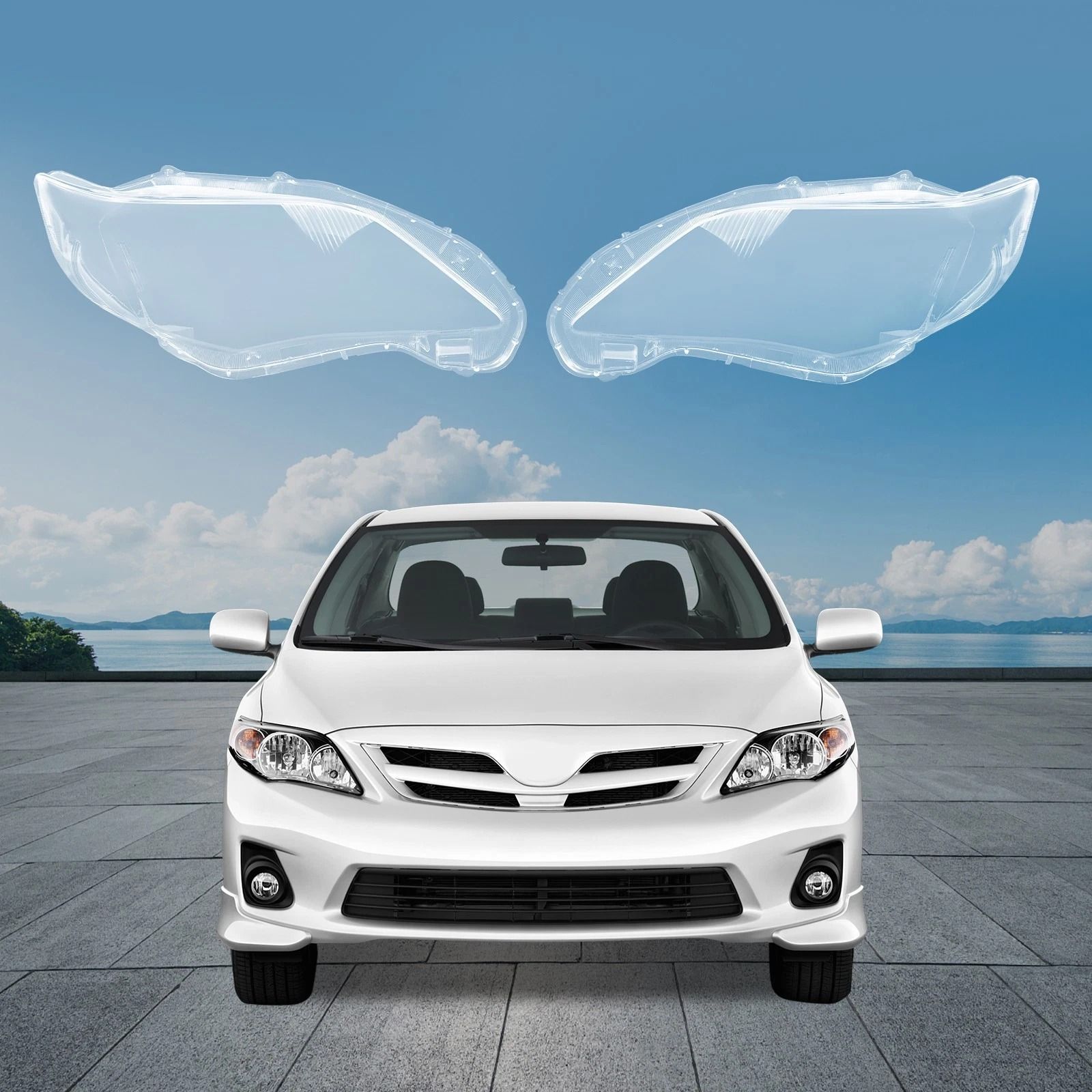 Toyota Corolla Headlight Lens Cover Pair Clear Left Right Replacement
