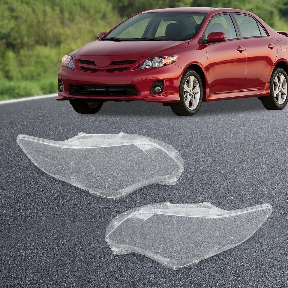 Toyota Corolla Headlight Lens Cover Pair Clear Headlamp Shell