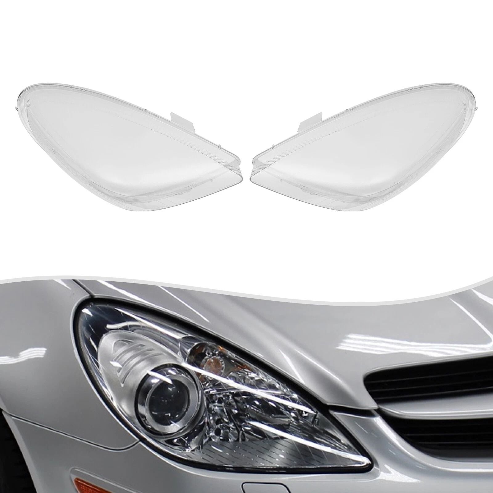 Mercedes SLK Headlight Lens Covers Clear Front Replacement Pair