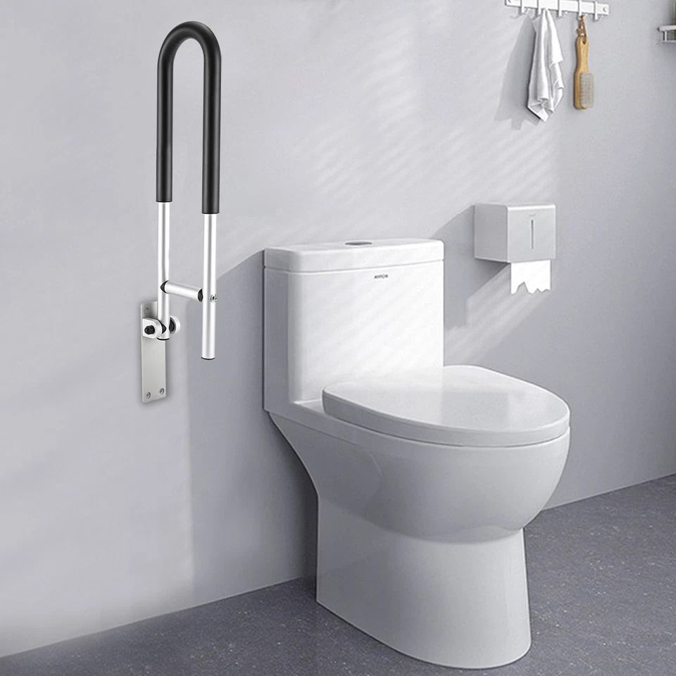 Folding Toilet Grab Bar Bathroom Safety Rail for Seniors and Handicap Support