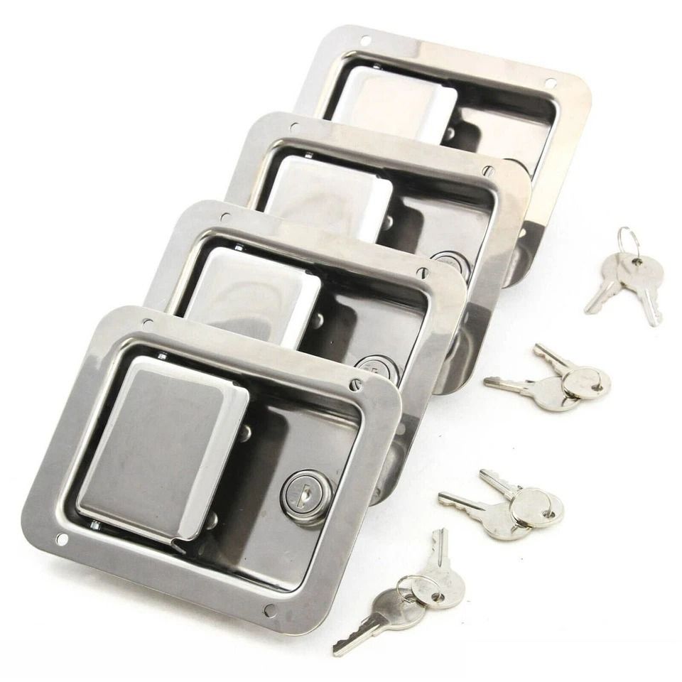 Heavy Duty Stainless Steel Trailer Paddle Door Latch Lock Set RV Tool Box Lock with Keys