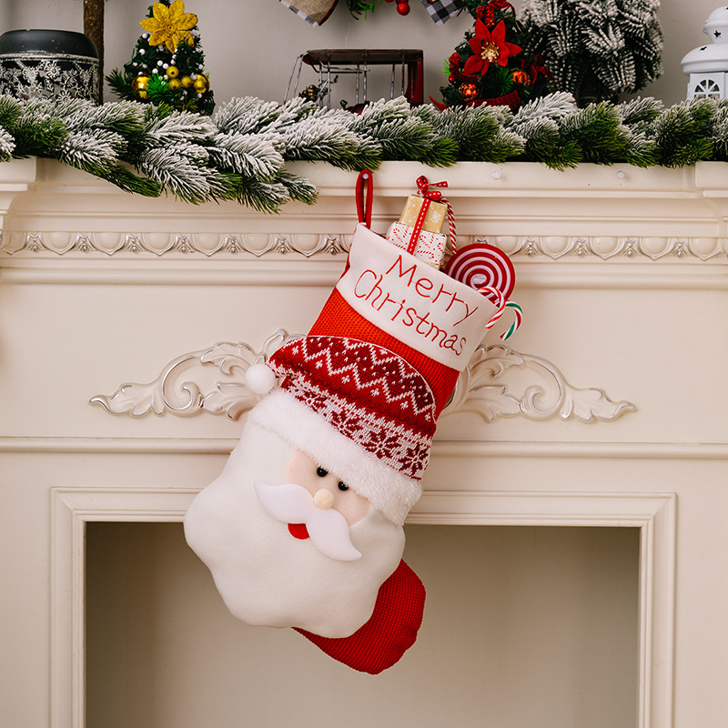 Christmas Stocking Santa, Claus Reindeer Snowman, Xmas Stocking, Gift Bag Xmas Tree, DIY Decoration Plush Holiday Cuff