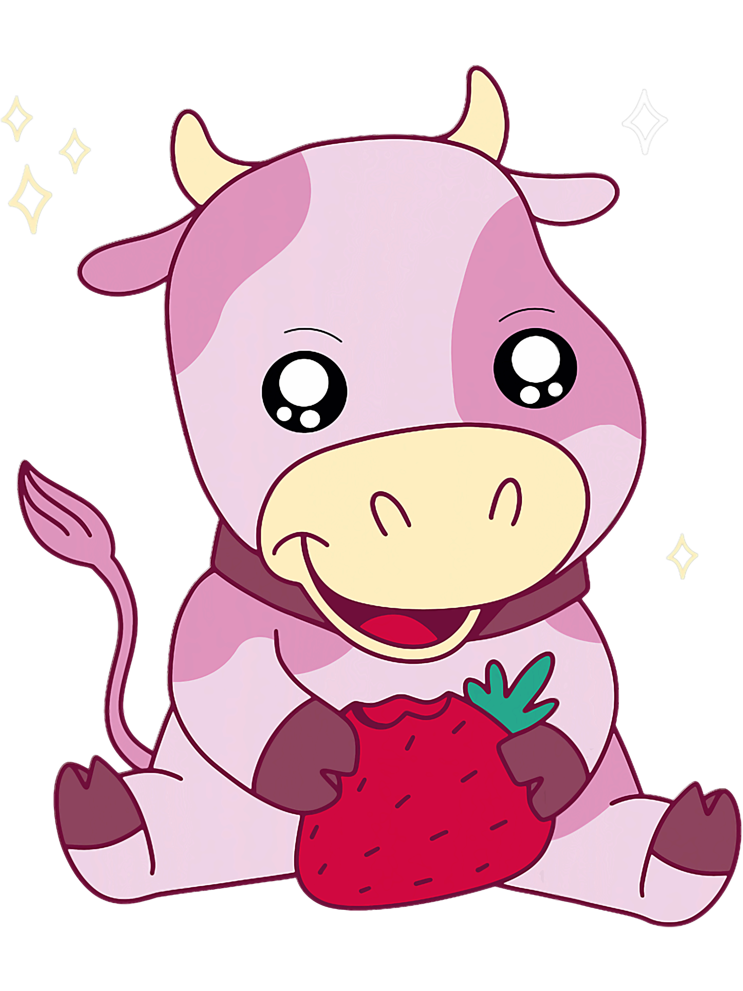 Sapi Pink Funny Pink Cute Baby Cow Japanese Kawaii Strawberry,Png, Png | Inspire ...