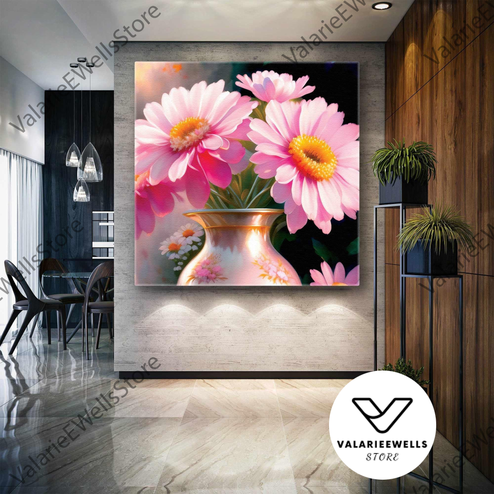 Pink Flower Wall Art, Flower Canvas Art, Living Room Wall Ar - Inspire ...