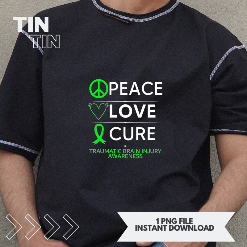 Green Ribbon Peace Cure Traumatic Brain Injury Awareness | Inspire Uplift