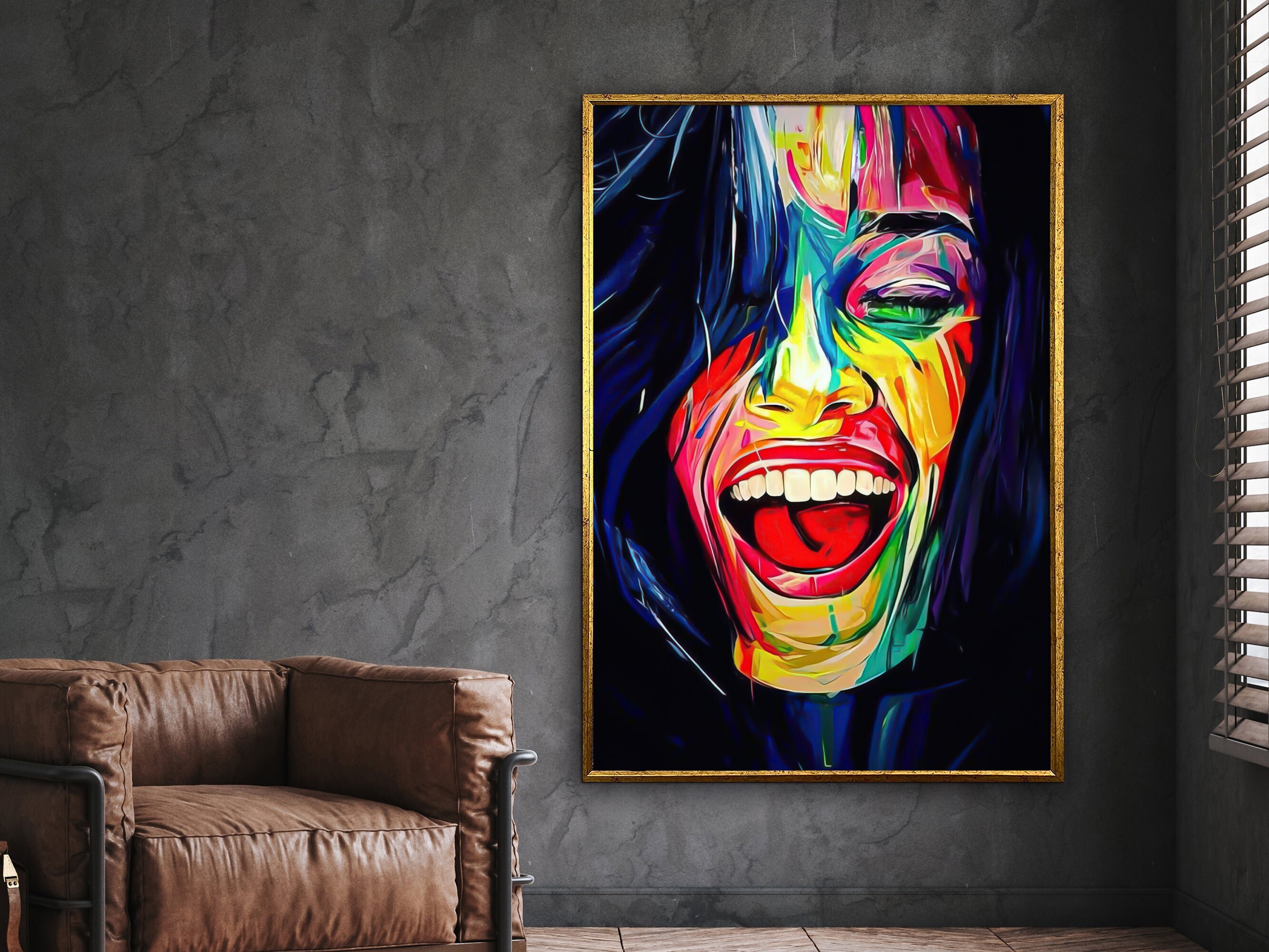 colorful smiling woman canvas print, woman portrait art, smi | Inspire ...