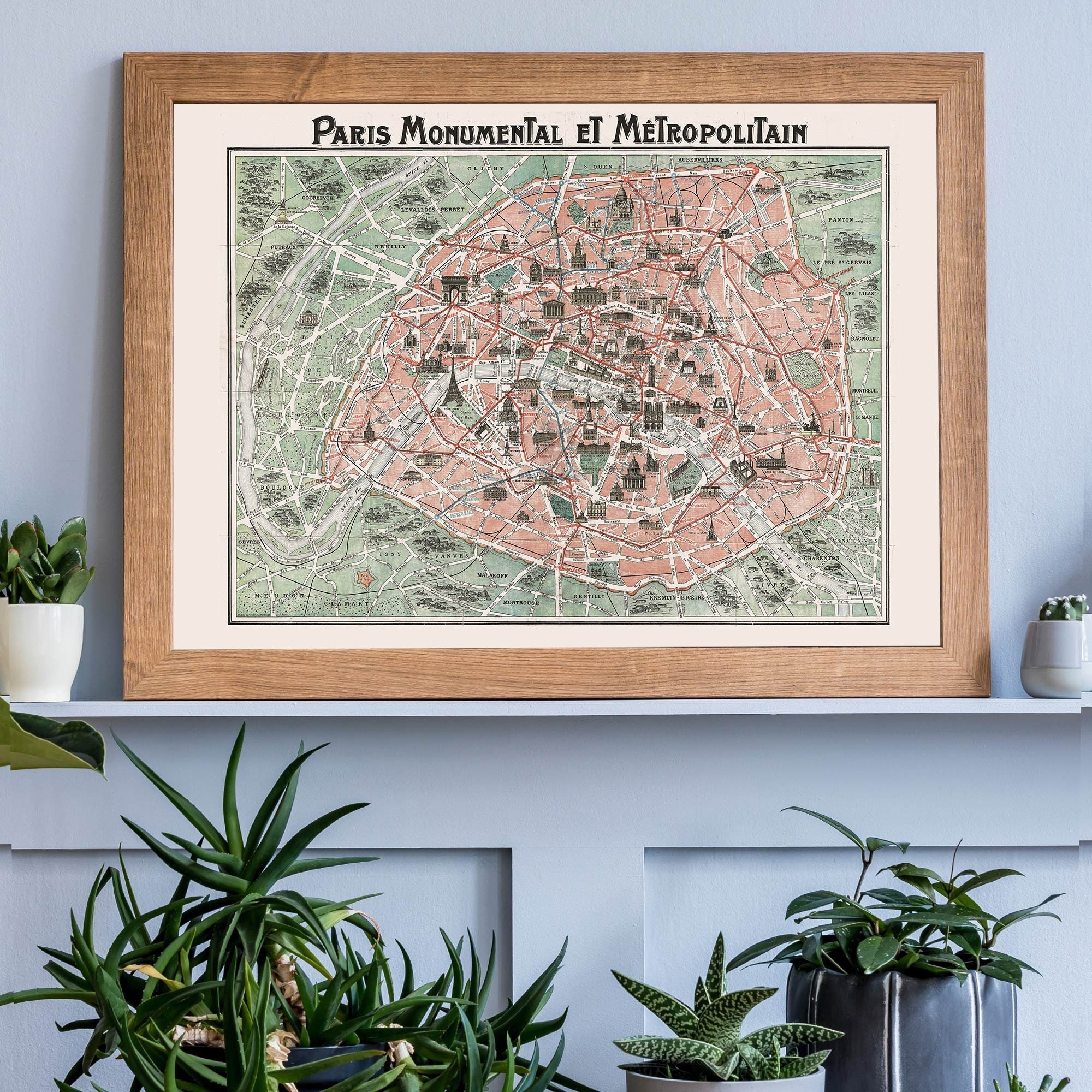 Vintage Old Map of Paris Metro Print, Antique Paris Metro Wa | Inspire ...