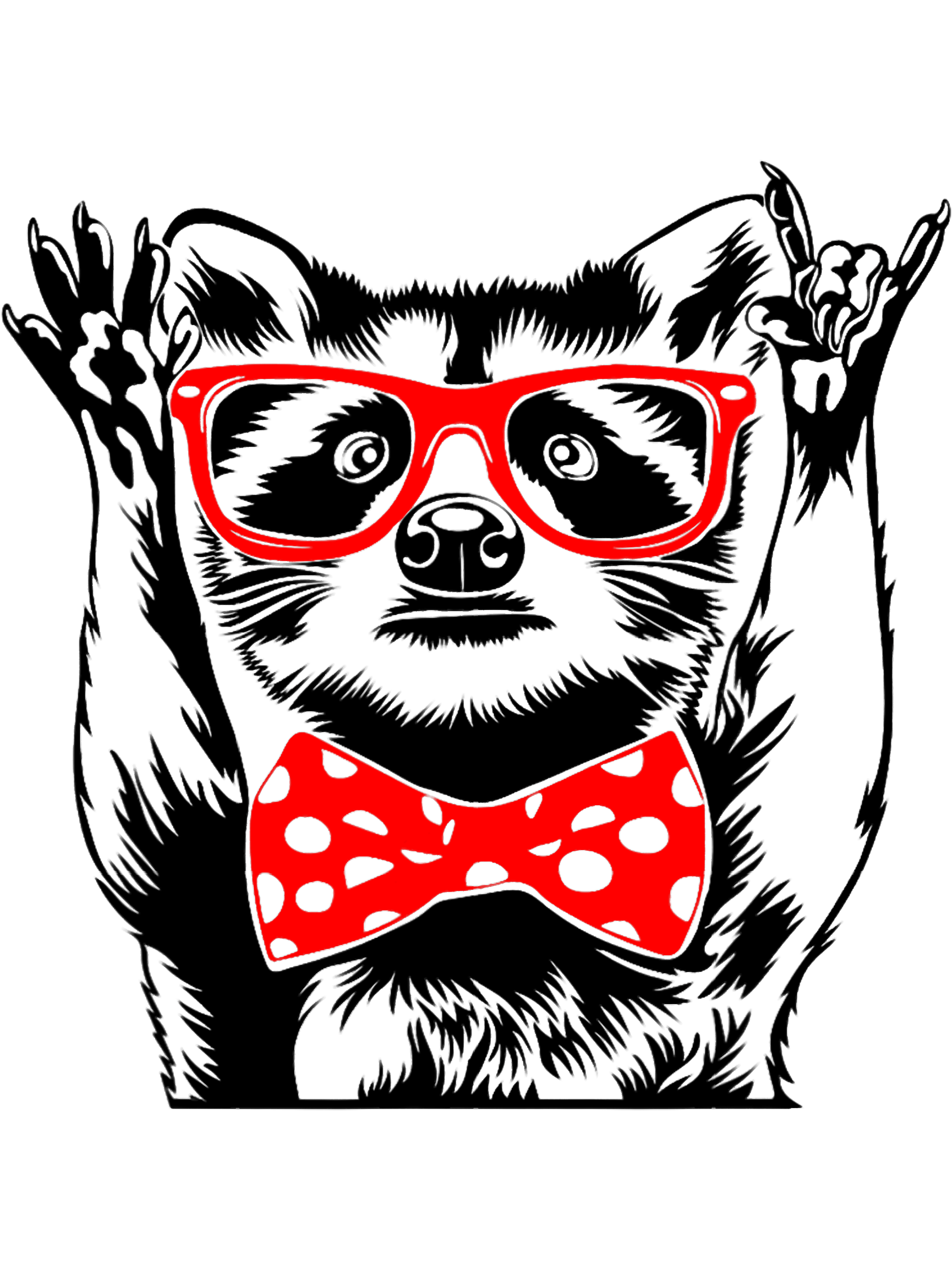 Rad Raccoon wearing Red Glasses and White polka dot Bow Tie | Inspire ...