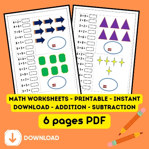 Math Worksheets - Printable - Instant download - Addition - - Inspire ...