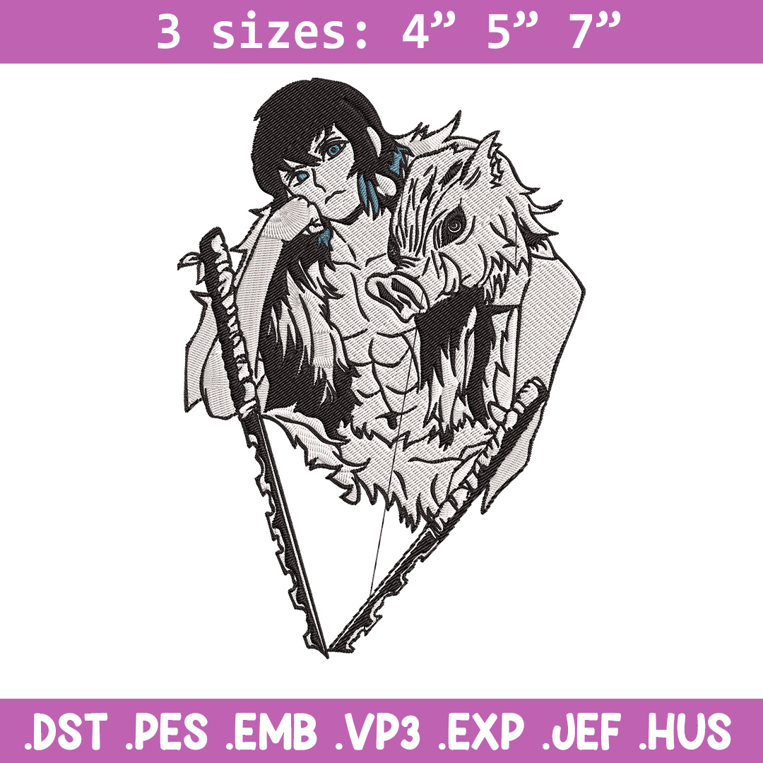 Inosuke poster Embroidery Design,Demon slayer Embroidery,Emb | Inspire ...