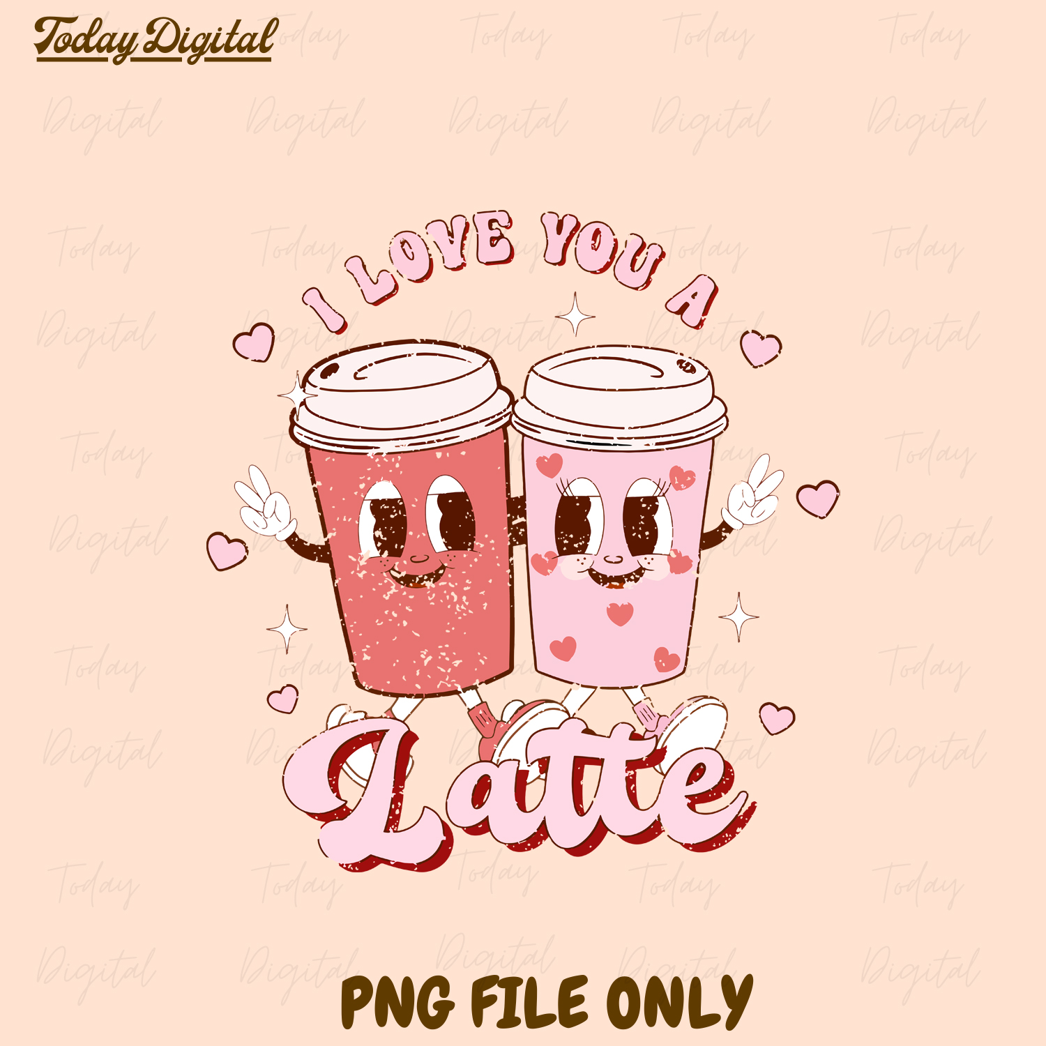 I Love You a Latte Png, Valentines day Png, Retro Valentine - Inspire ...