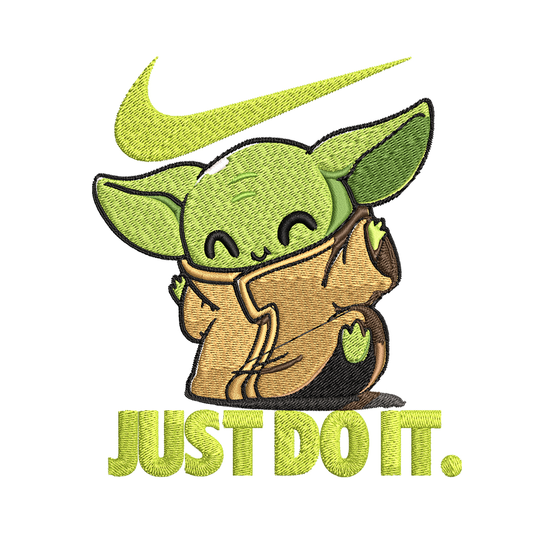 Nike Baby Yoda Embroidery design, Nike Baby Yoda cartoon Emb | Inspire ...