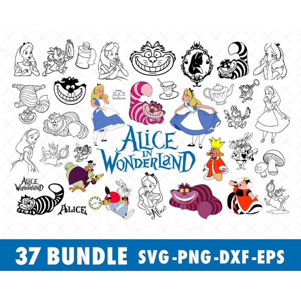 Disney Alice In Wonderland SVG Bundle Files for Cricut Silho | Inspire ...
