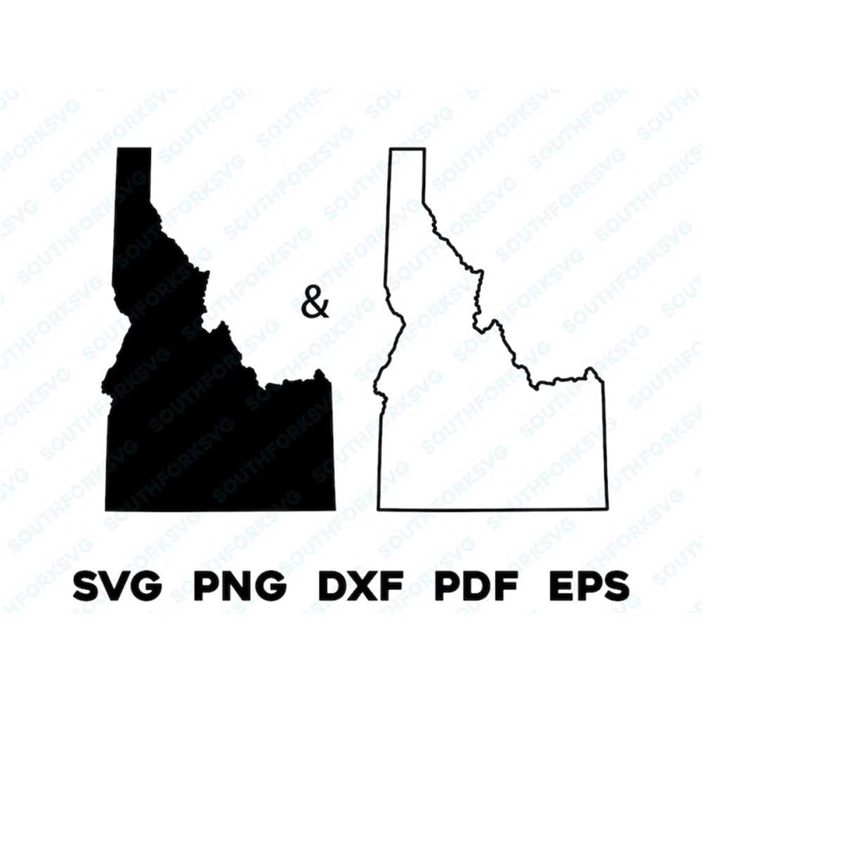 Idaho State Silhouette & Outline Shapes svg png dxf pdf eps - Inspire ...
