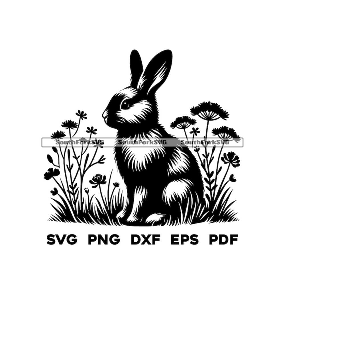 Bunny Rabbit in Wildflowers 2 | svg png dxf eps pdf | transp | Inspire ...