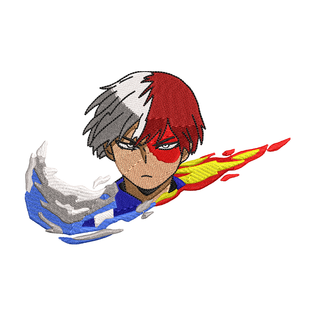 Todoroki Nike embroidery design, My hero academia embroidery, Nike design,  anime design, anime shirt, Digital download