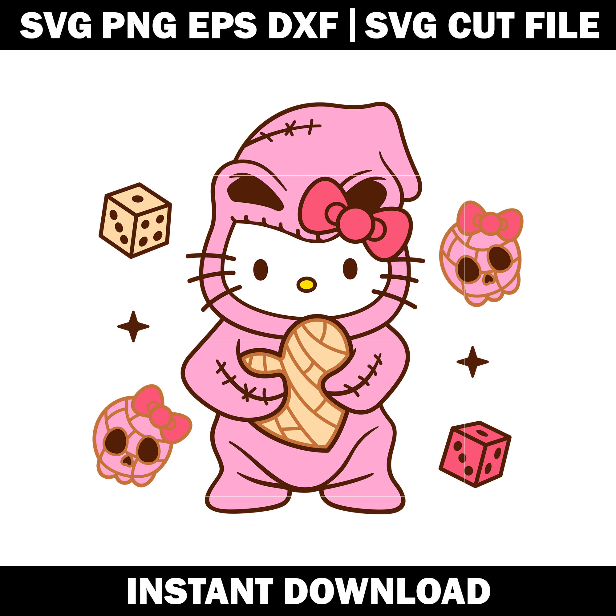 Oogie Boogie Hello Kitty Concha svg, Bluey cartoon svg, logo - Inspire Uplift