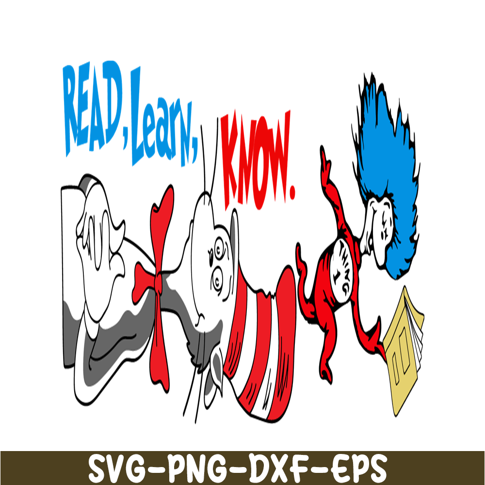 Cat In The Hat Read Learn Know SVG, Dr Seuss SVG, Dr Seuss Q - Inspire ...