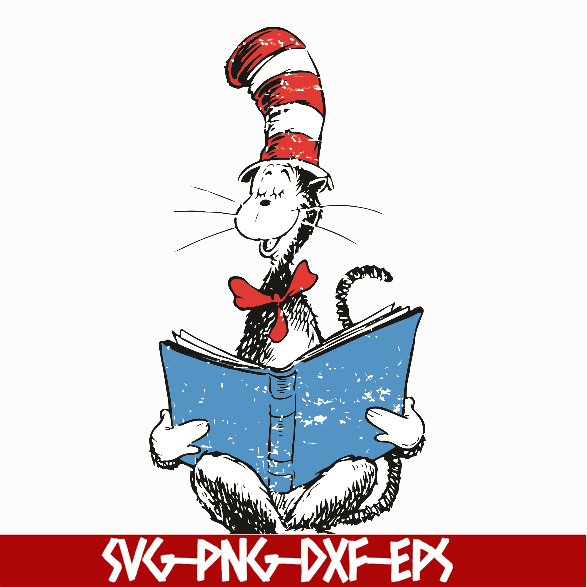 The cat reading book svg, The cat in the hat by dr seuss svg | Inspire ...