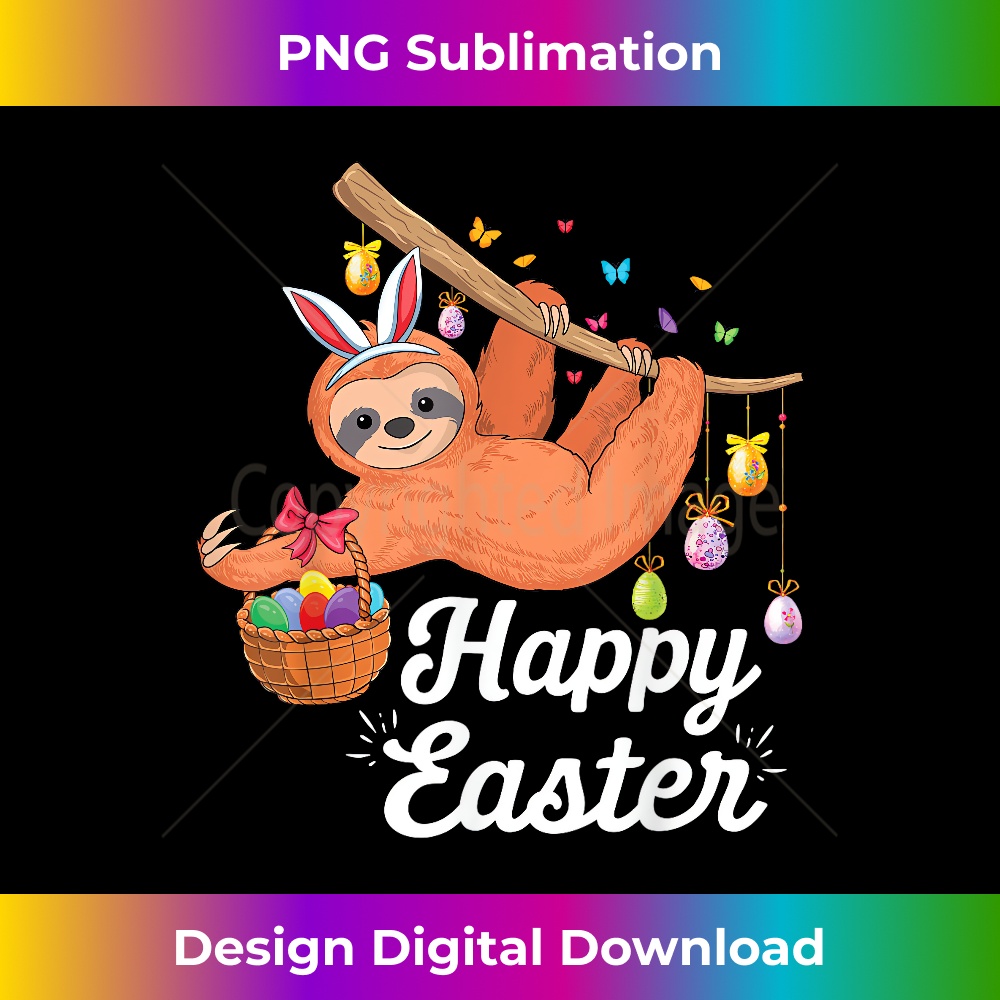 Happy cute sloth with Bunny ears & Egg Hunting Easter sloth - Inspire ...