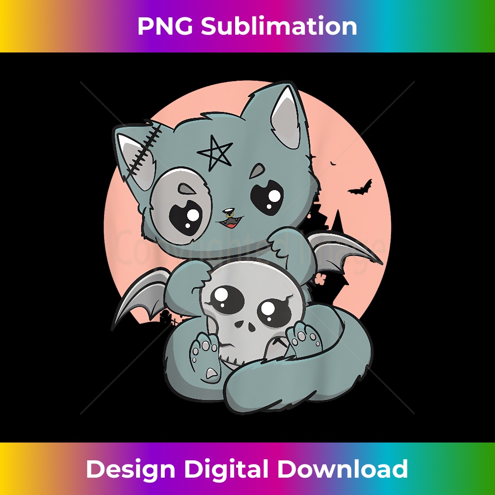 Kawaii Pastel Goth Cute Creepy Witchy Cat Skull Anime Manga - Inspire ...