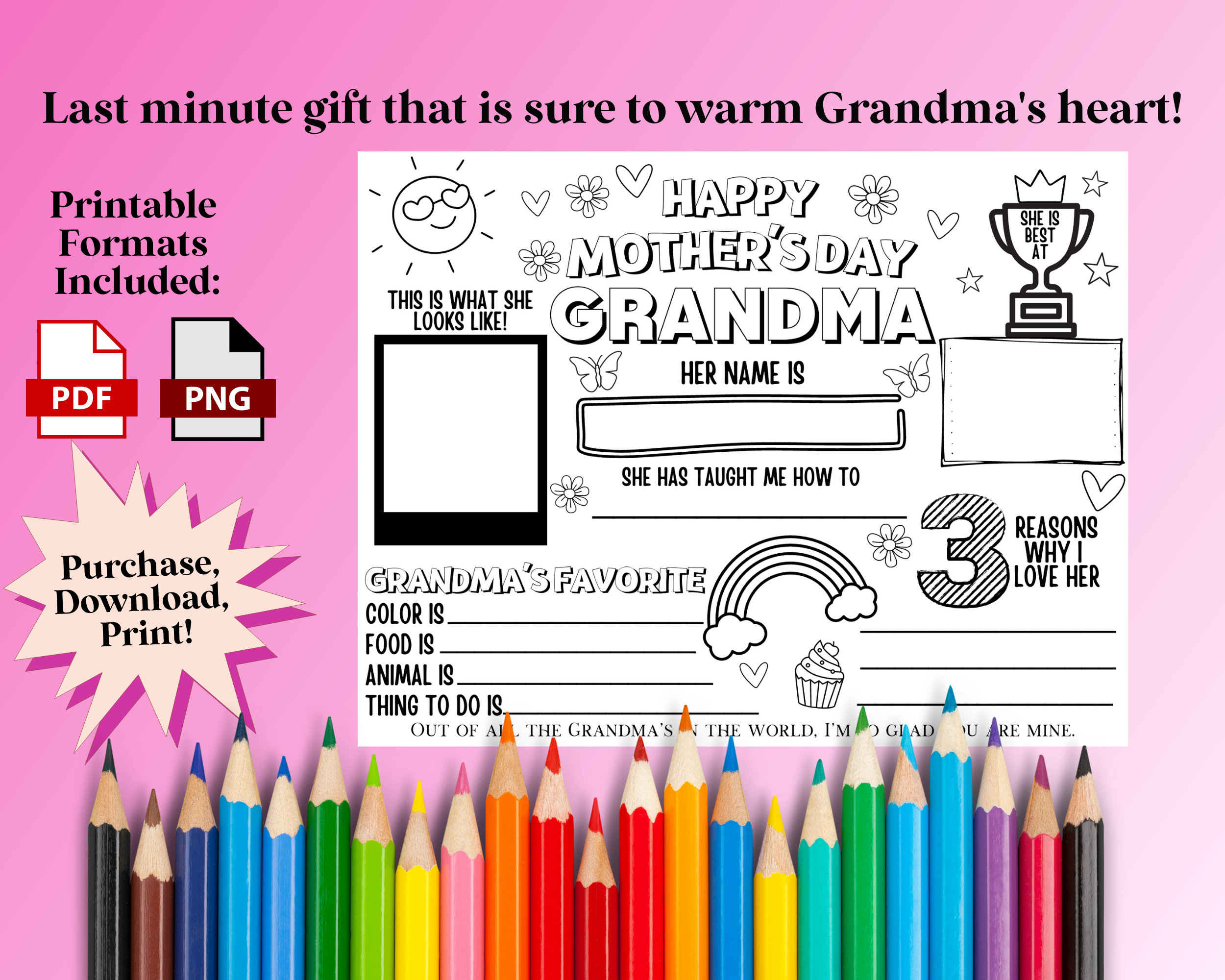 Mothers Day Printable Coloring Page for Grandma, All About M | Inspire ...