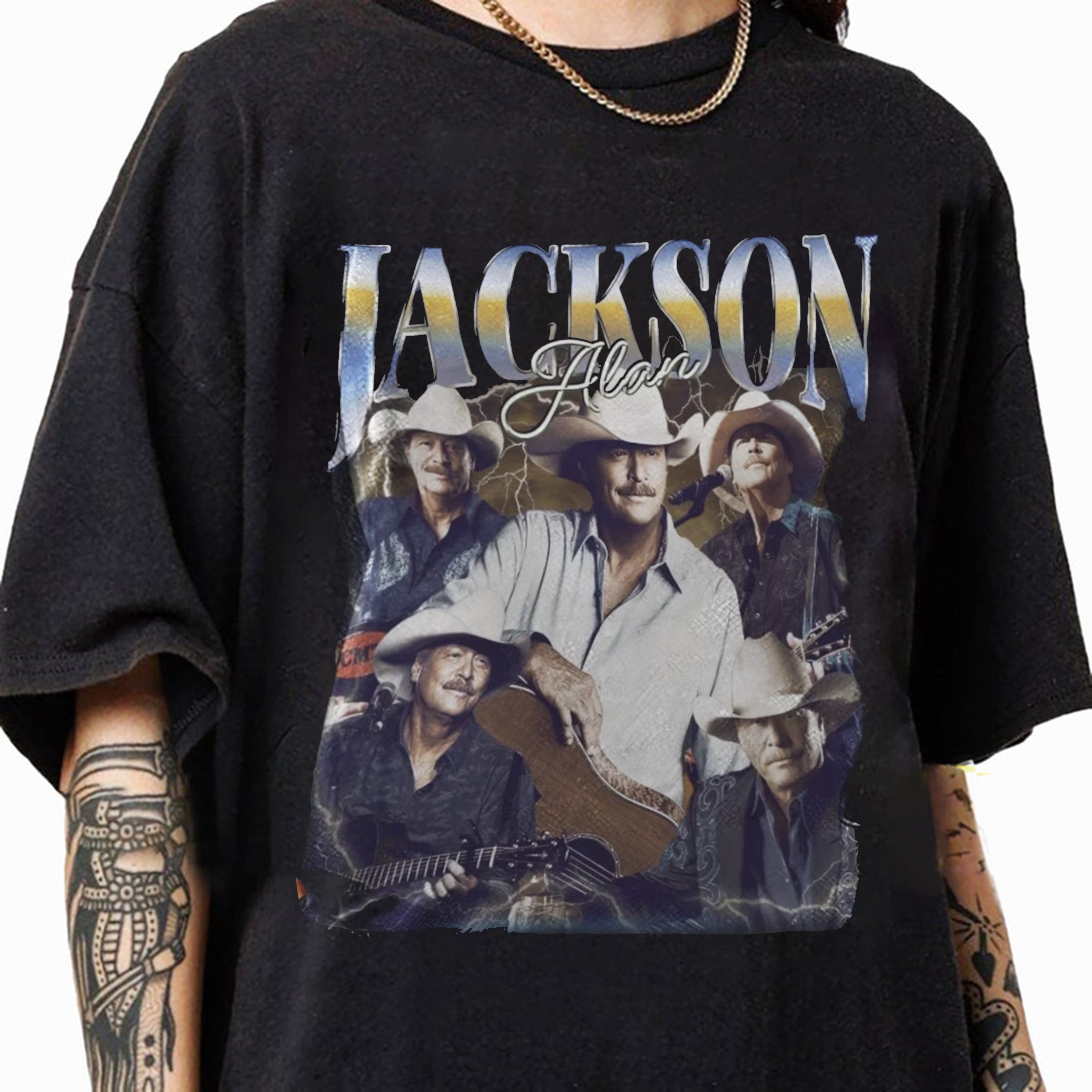 Alan Jackson T-shirts 2Bhip Alan Jackson Hat And Roses Adult Short