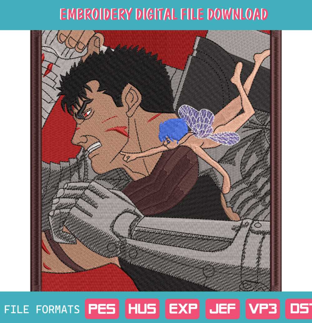 Guts Berserk And Elf Embroidery Design Instant Download - Inspire Uplift