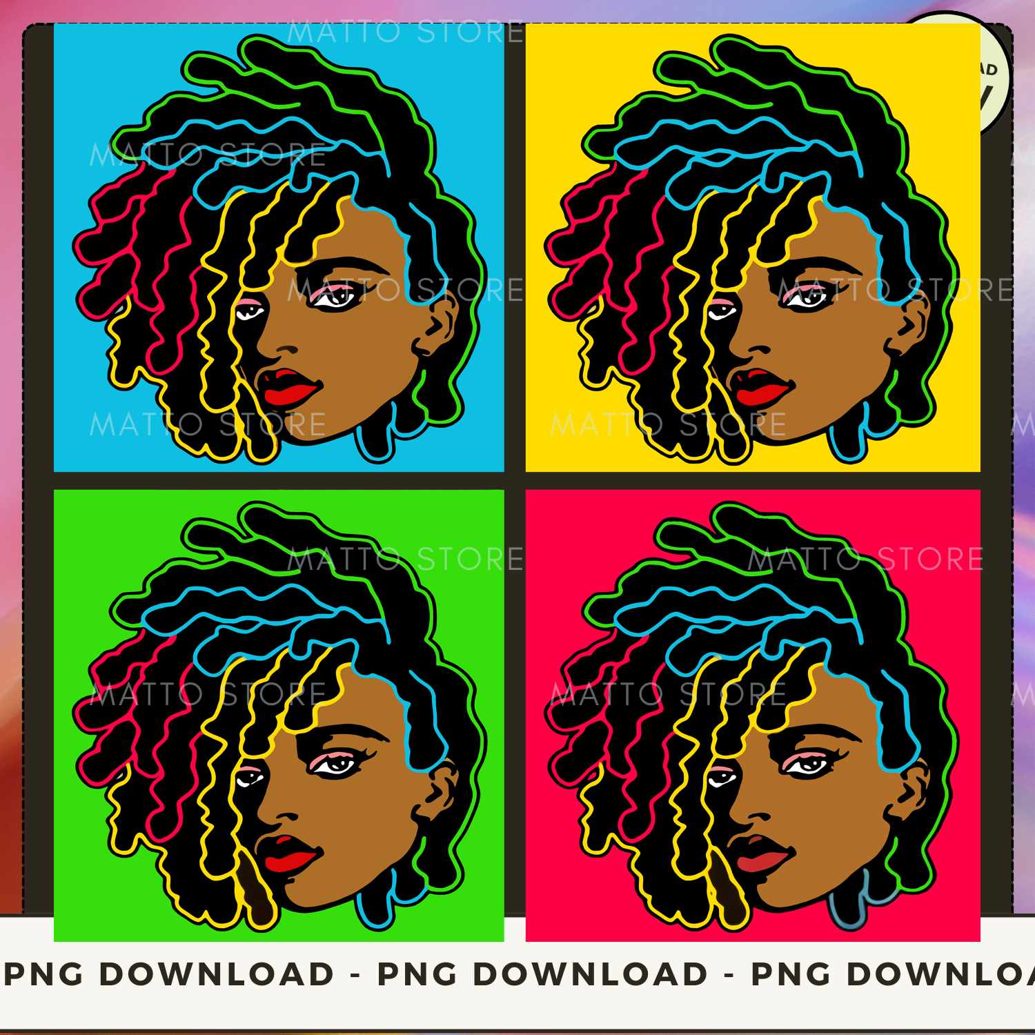 Digital PNG File - Black Girl With Locs Graphic PNG Downloa - Inspire ...
