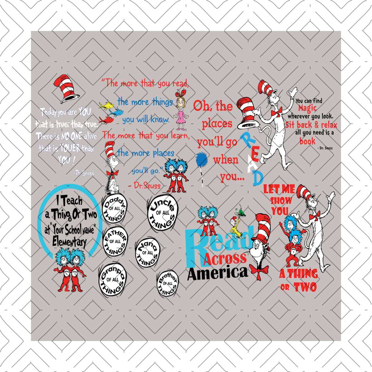 Dr Suess Svg Bundle, Dr Seuss Svg, Cat In The Hat Svg, Thing - Inspire ...